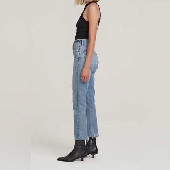 NWT Agolde Riley Blue Jeans High Rise Crop Ankle Straight Leg Size 24 - Picture 5 of 14